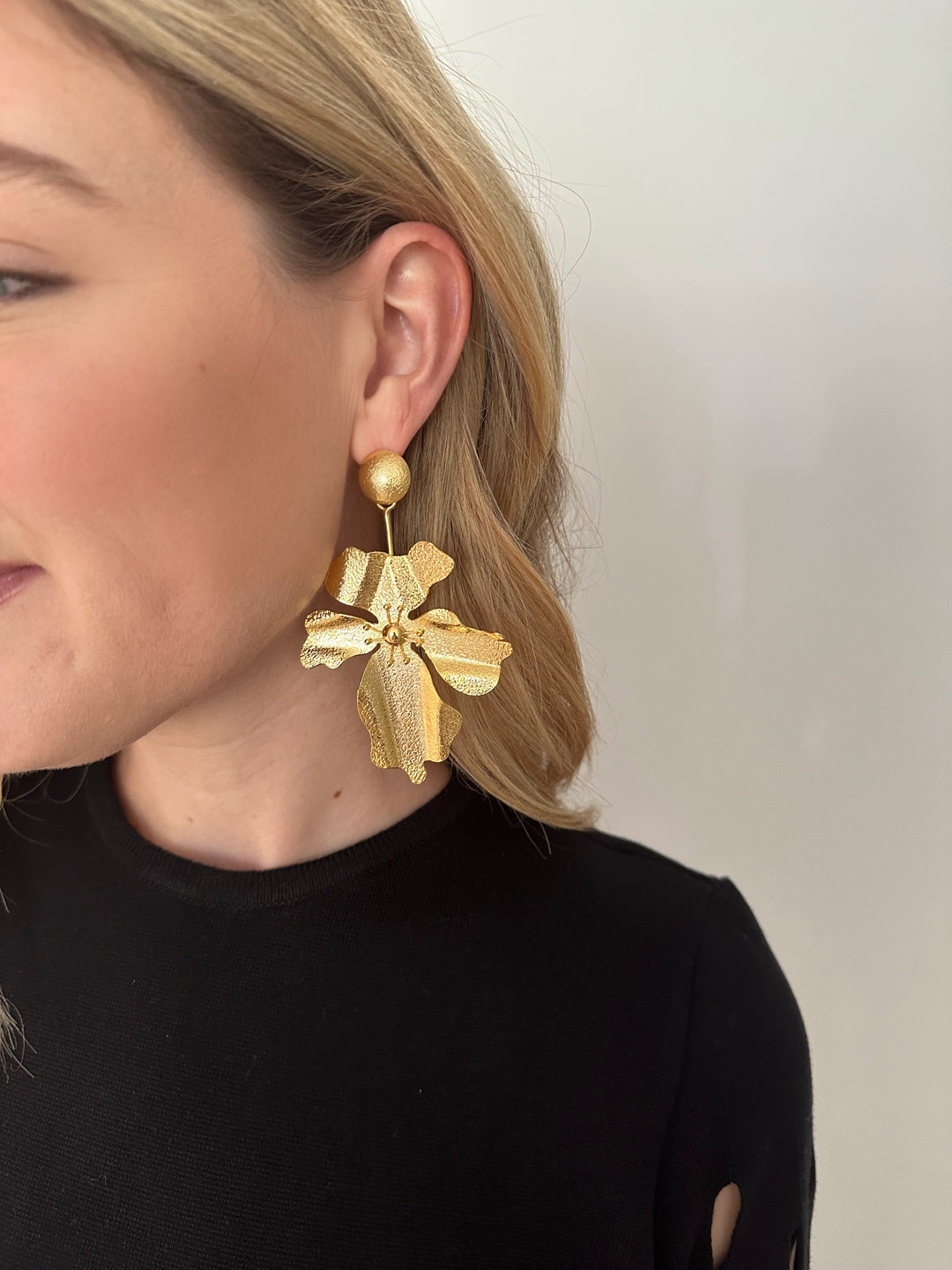 Gold Flower Statement Earring