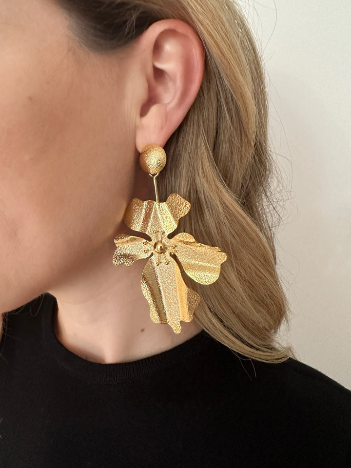 Large Gold Flower Earring