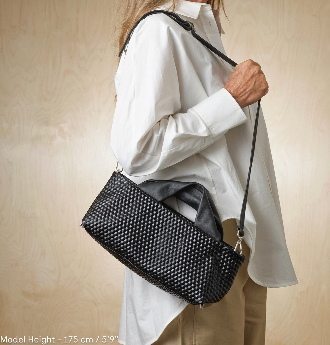 Daniella Lehavi Alexa Landscape Bag in 3D Black available at Barbara Katz