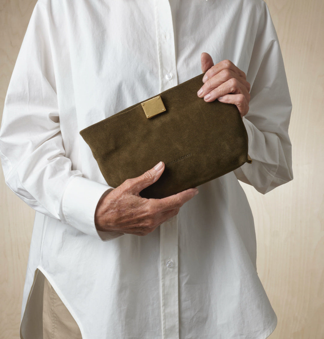 Daniella Lehavi Capri Clutch Bag in Rifle Green available at Barbara Katz