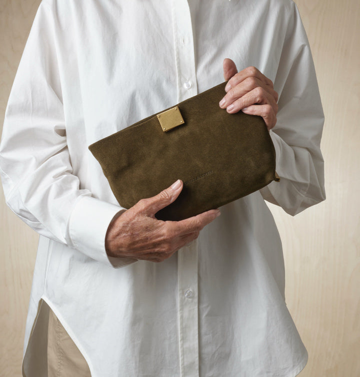 Daniella Lehavi Capri Clutch Bag in Rifle Green available at Barbara Katz