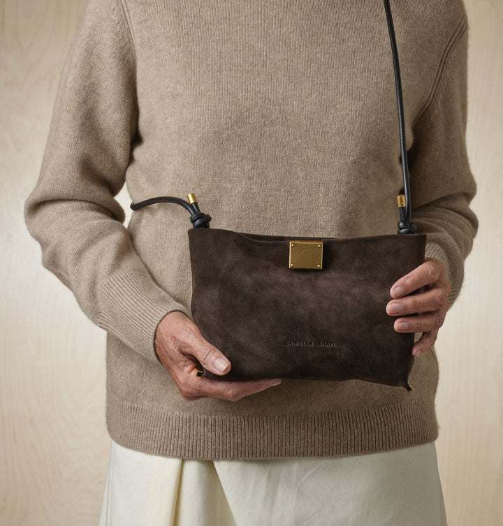 Daniella Lehavi Capri Clutch Bag in Chocolate available at Barbara Katz