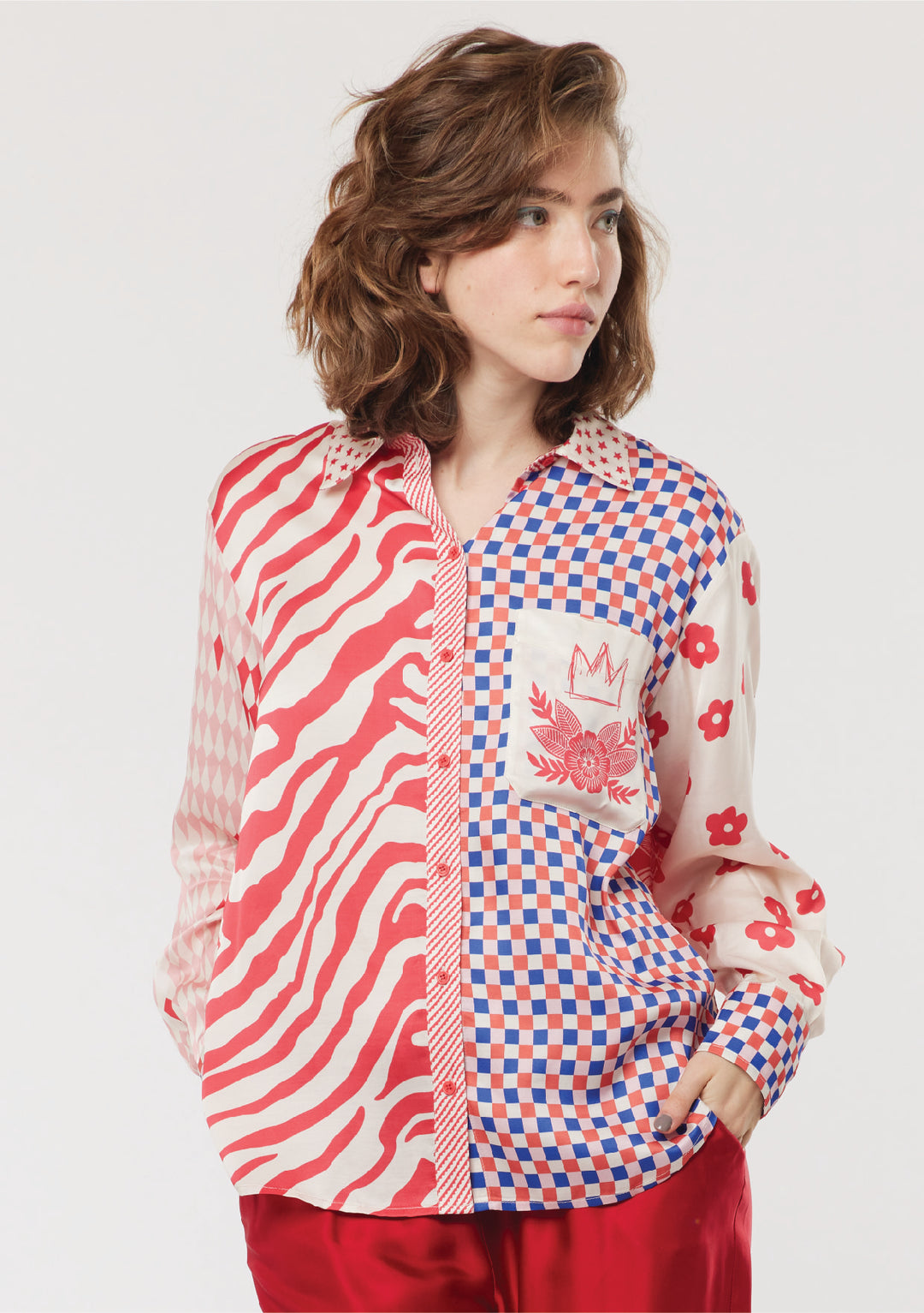 ME369 Isabel Mixed Print Shirt 