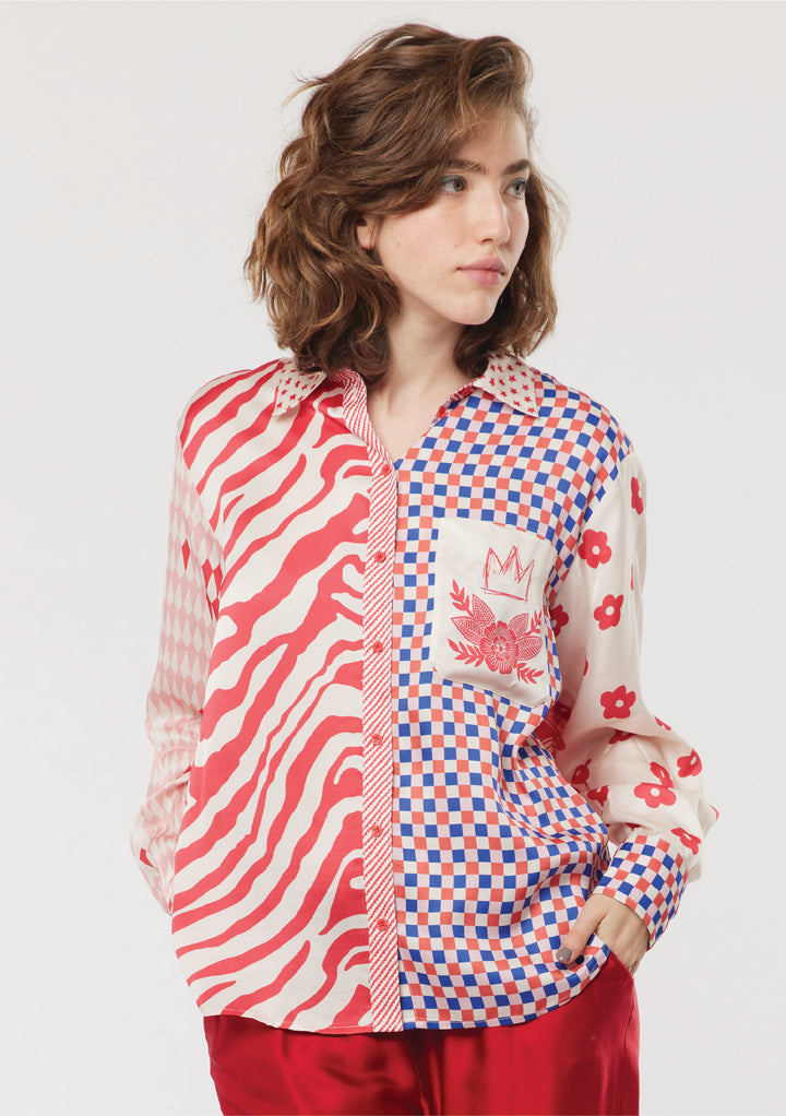 ME369 Isabel Mixed Print Shirt 