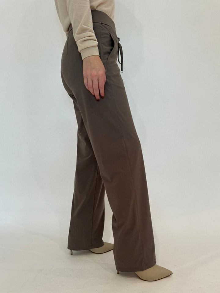 Raffaello Rossi Candice Straight Tech Pants - Taupe available at Barbara Katz