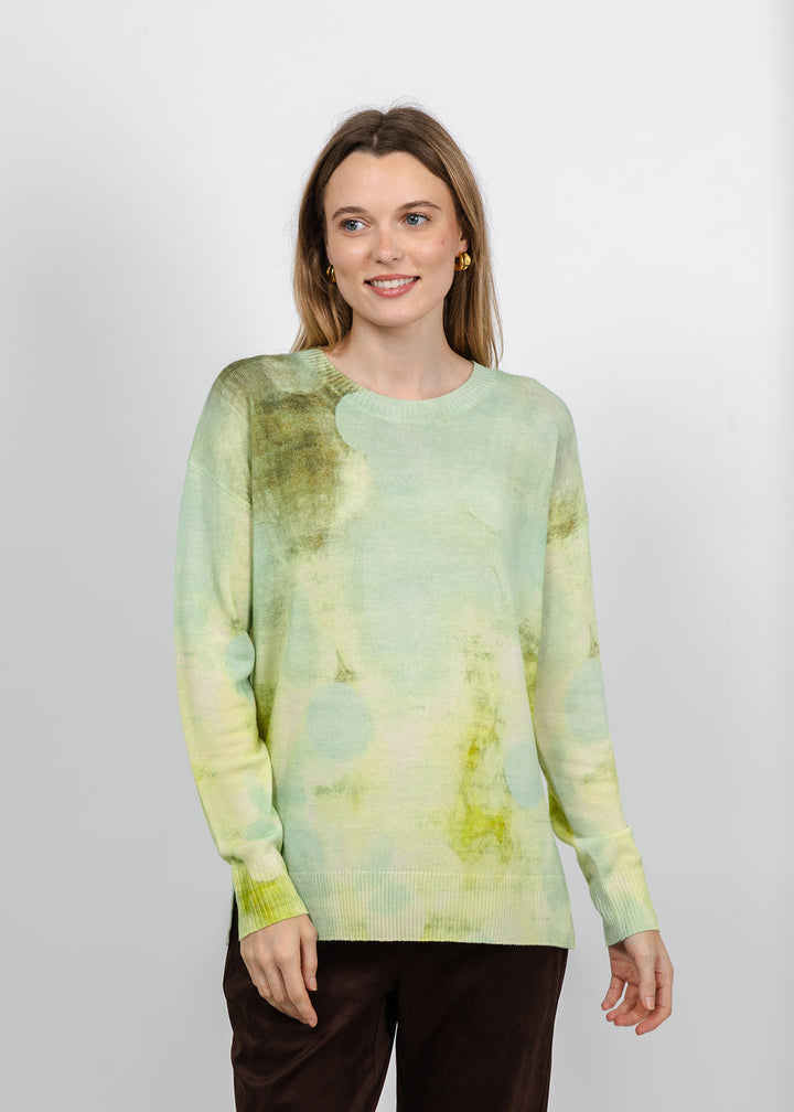 In Bed With You Abstract Print Boat Neck Sweater in Green available at Barbara Katz