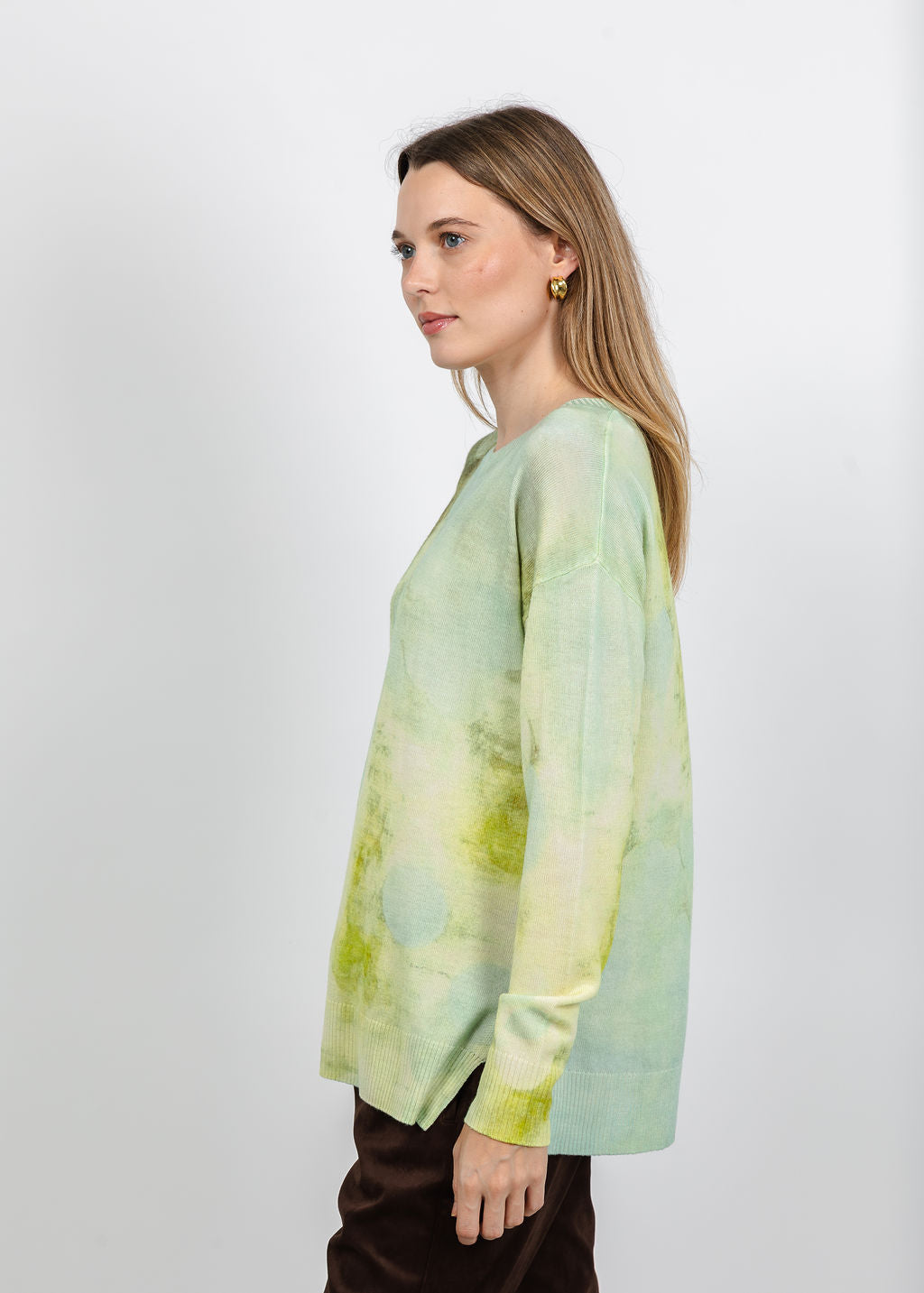 In Bed With You Abstract Print Boat Neck Sweater in Green available at Barbara Katz