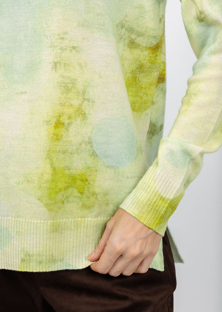 In Bed With You Abstract Print Boat Neck Sweater in Green available at Barbara Katz