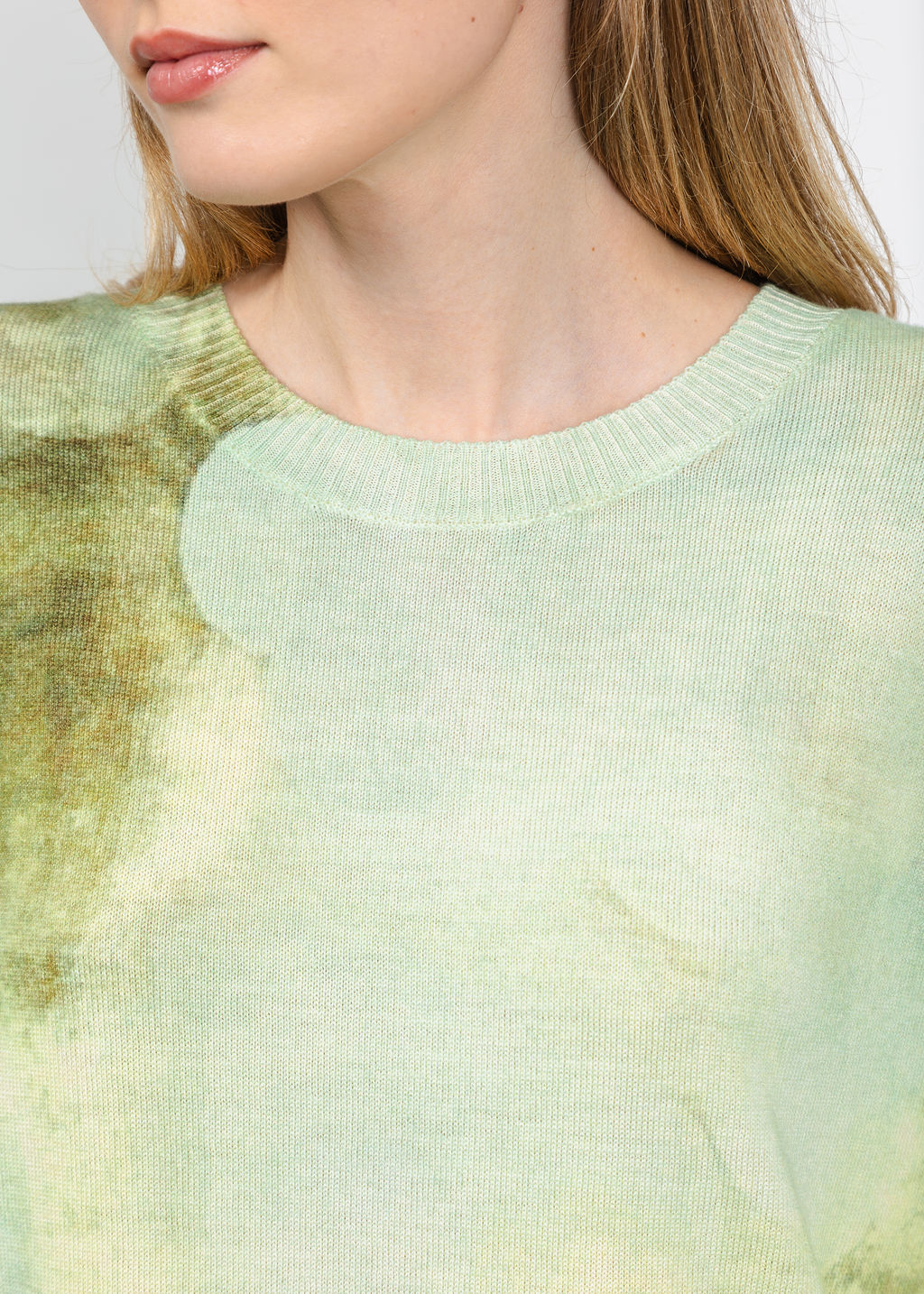 In Bed With You Abstract Print Boat Neck Sweater in Green available at Barbara Katz