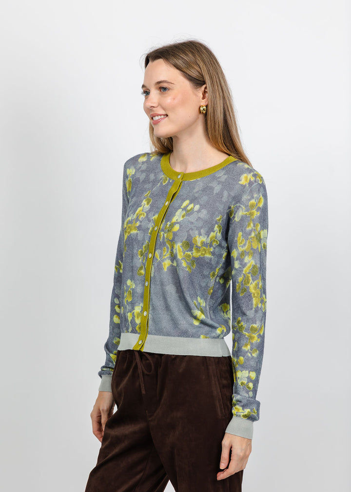 In Bed With You Contrast Edge Floral Print Cardigan in Grey available at Barbara Katz