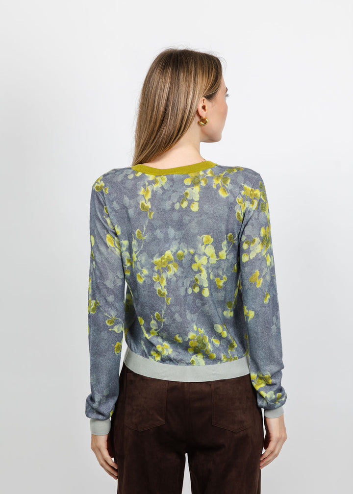 In Bed With You Contrast Edge Floral Print Cardigan in Grey available at Barbara Katz
