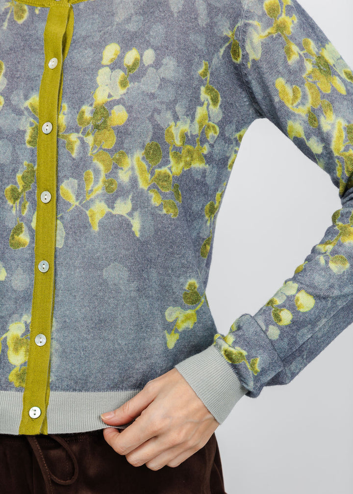 In Bed With You Contrast Edge Floral Print Cardigan in Grey available at Barbara Katz