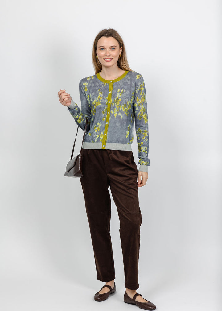 In Bed With You Contrast Edge Floral Print Cardigan in Grey available at Barbara Katz