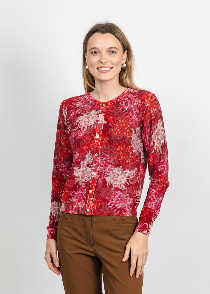 In Bed With You Reversible Crew Neck Cardigan in Animal Floral available at Barbara Katz