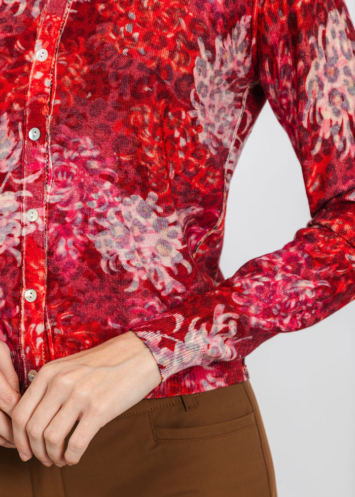 In Bed With You Reversible Crew Neck Cardigan in Animal Floral available at Barbara Katz