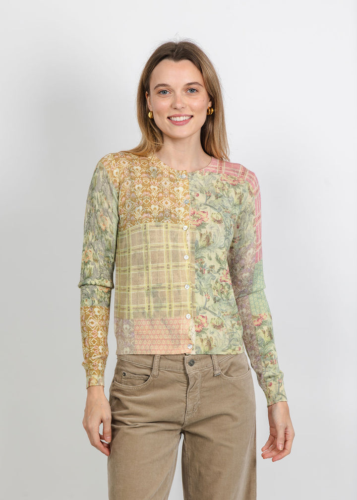 In Bed With You Reversible Crew Neck Cardigan in Neutral Floral available at Barbara Katz