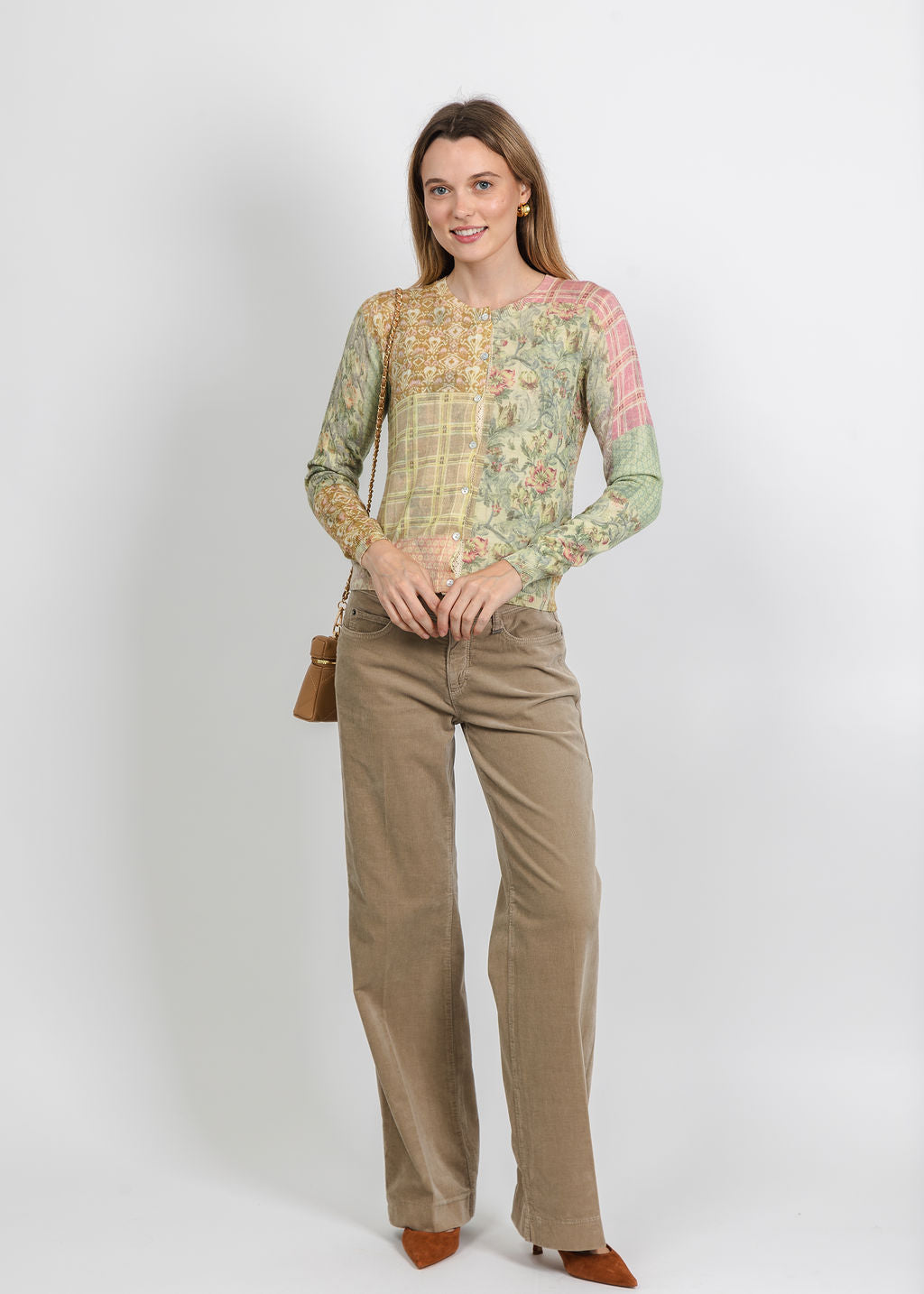 In Bed With You Reversible Crew Neck Cardigan in Neutral Floral available at Barbara Katz