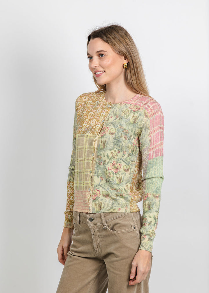In Bed With You Reversible Crew Neck Cardigan in Neutral Floral available at Barbara Katz