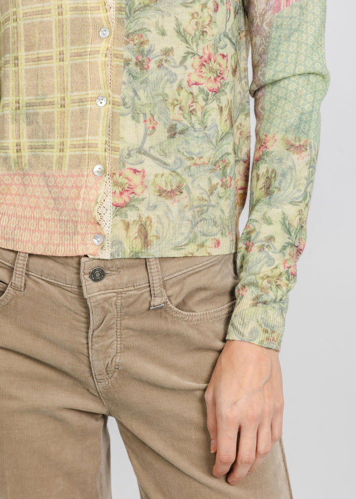 In Bed With You Reversible Crew Neck Cardigan in Neutral Floral available at Barbara Katz