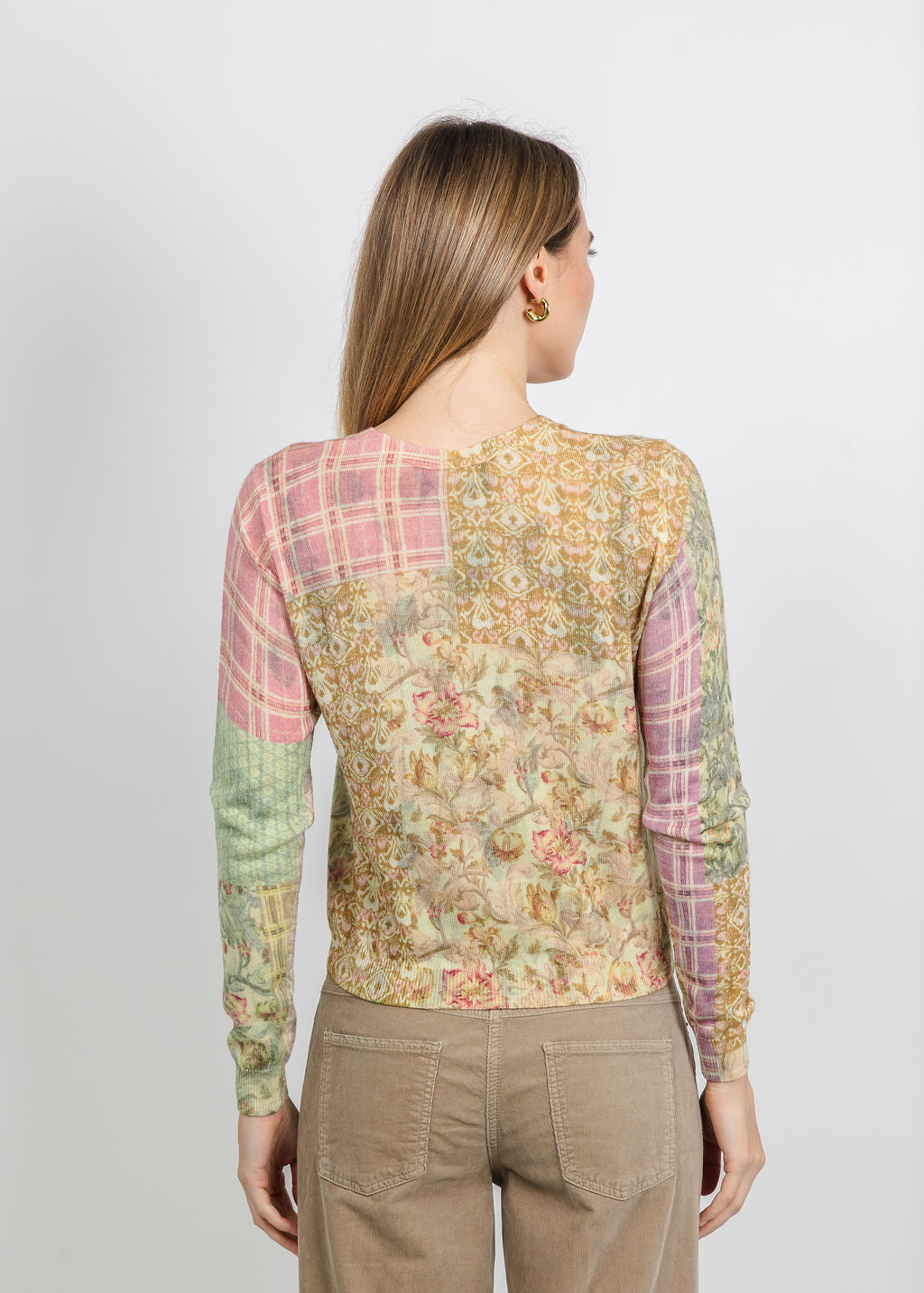 In Bed With You Reversible Crew Neck Cardigan in Neutral Floral available at Barbara Katz