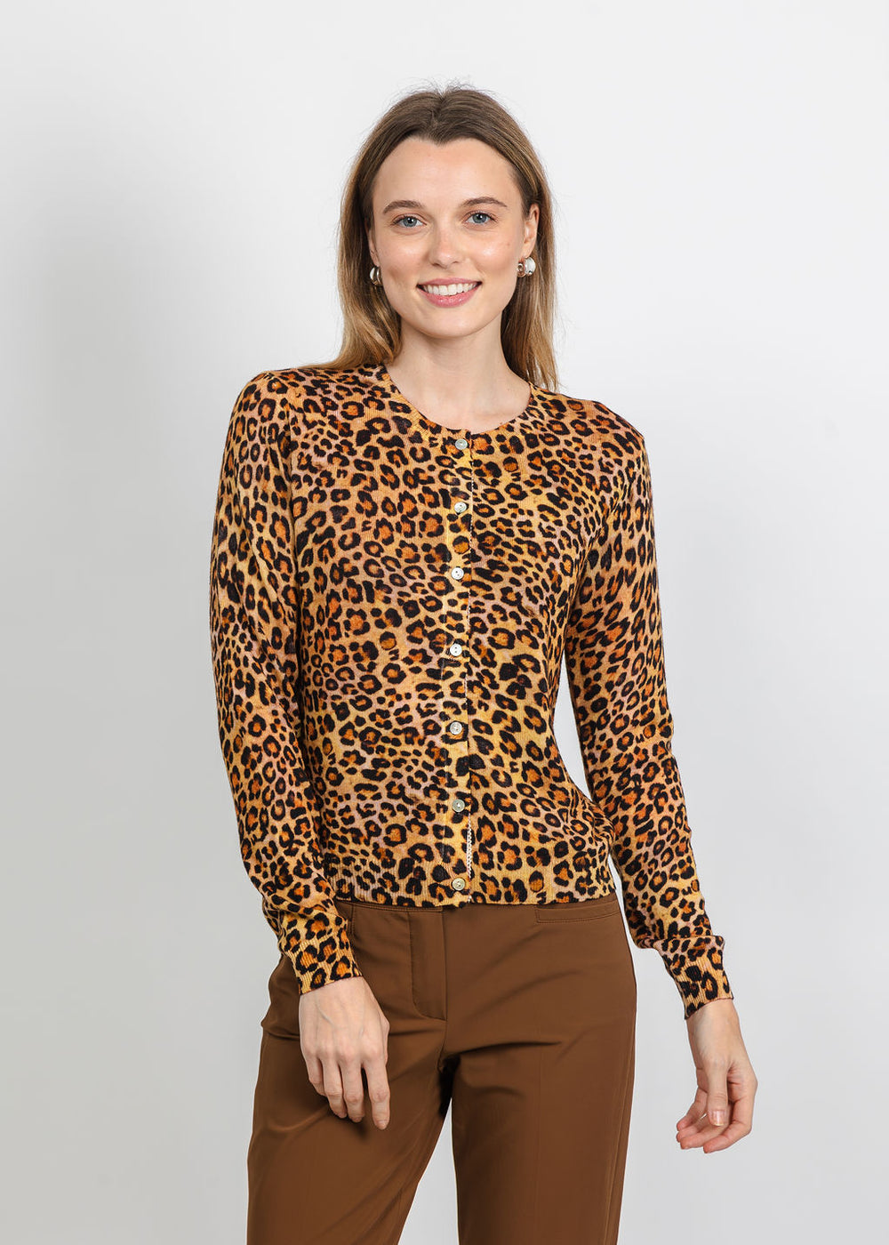 In Bed With You Reversible Crew Neck Cardigan in Animal Floral available at Barbara Katz