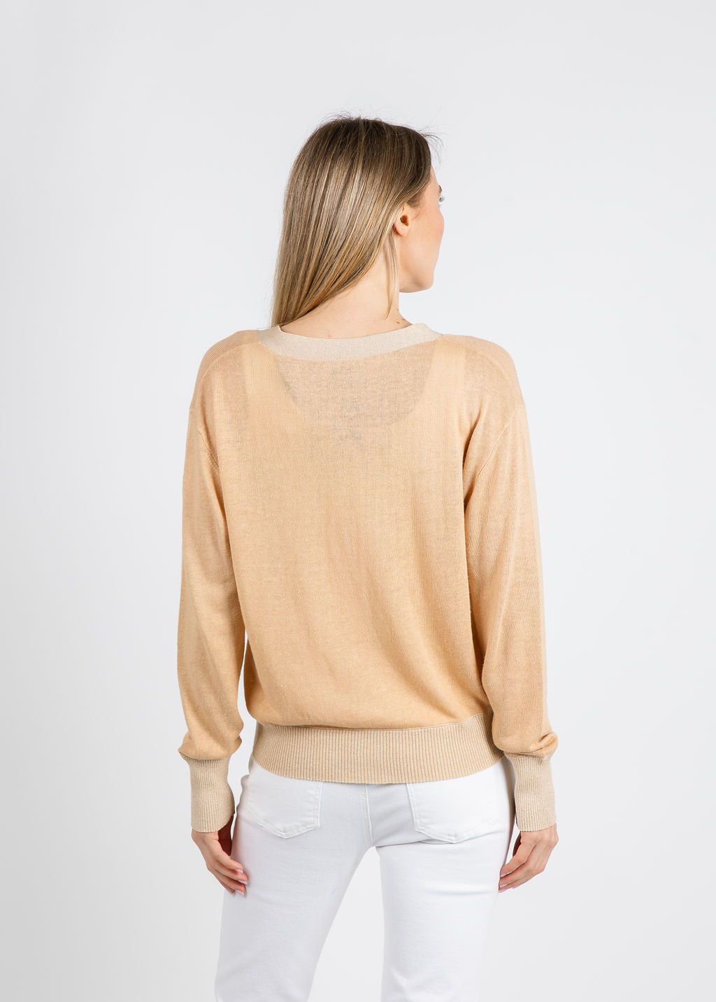 In Bed With You Stampato V Pocket Cardigan in Beige available at Barbara Katz