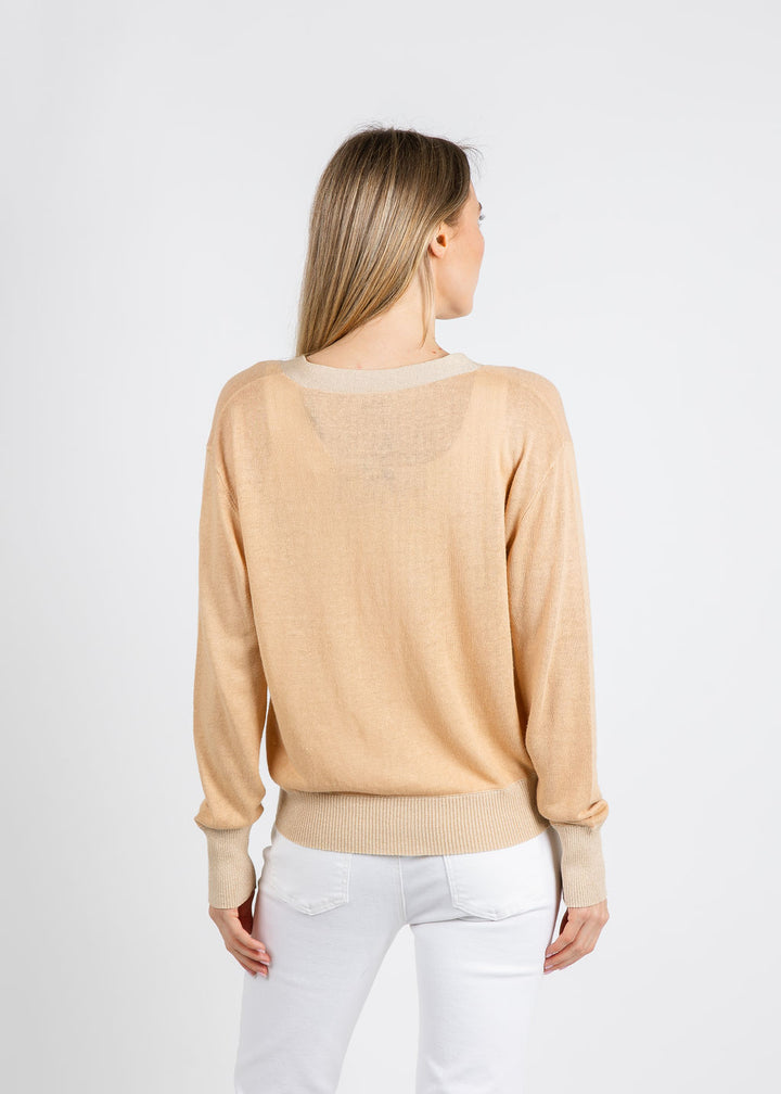 In Bed With You Stampato V Pocket Cardigan in Beige available at Barbara Katz