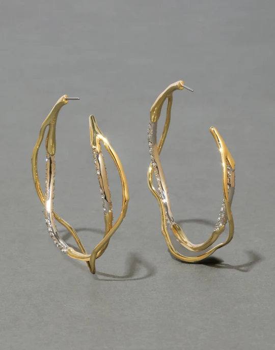 Alexis Bittar Intertwined Two Tone Pave Hoop Earring - Gold