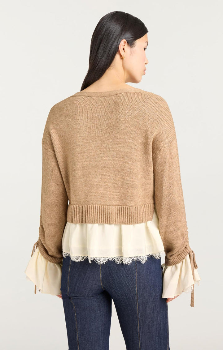 Cinq a Sept Atley Cardigan in Cappuccino/Ivory available at Barbara Katz