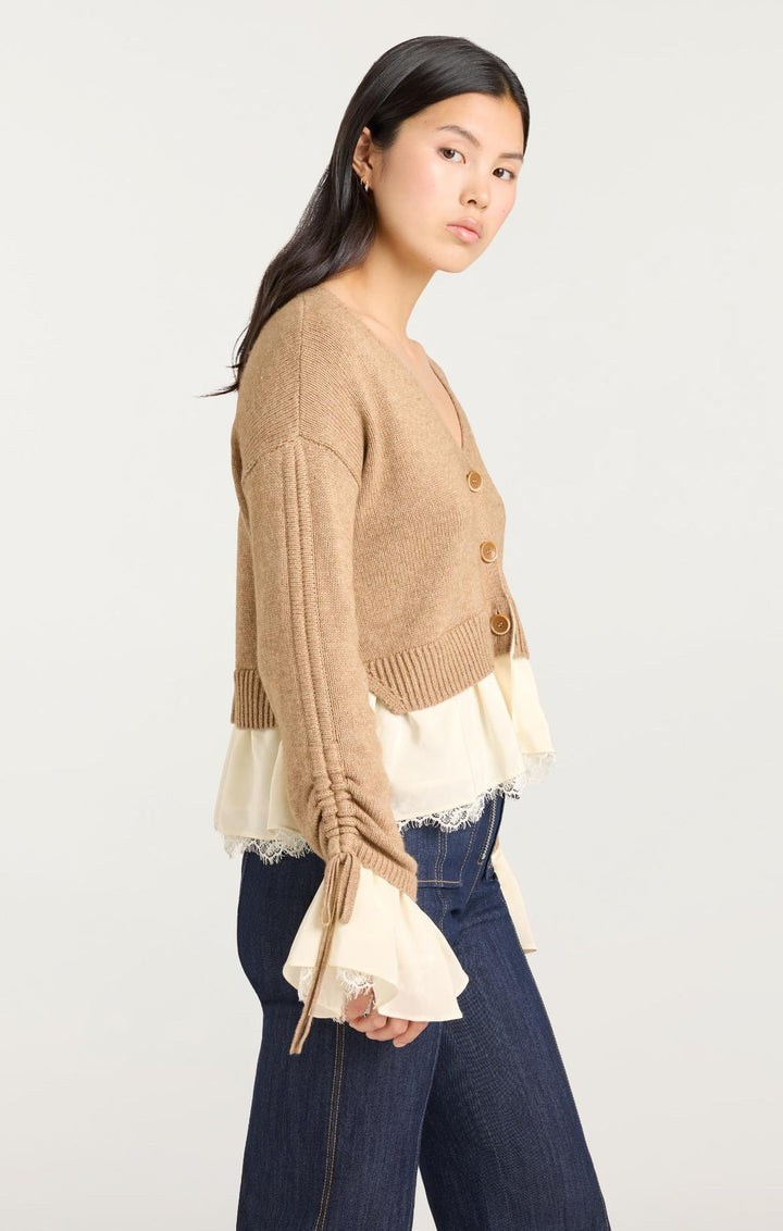 Cinq a Sept Atley Cardigan in Cappuccino/Ivory available at Barbara Katz