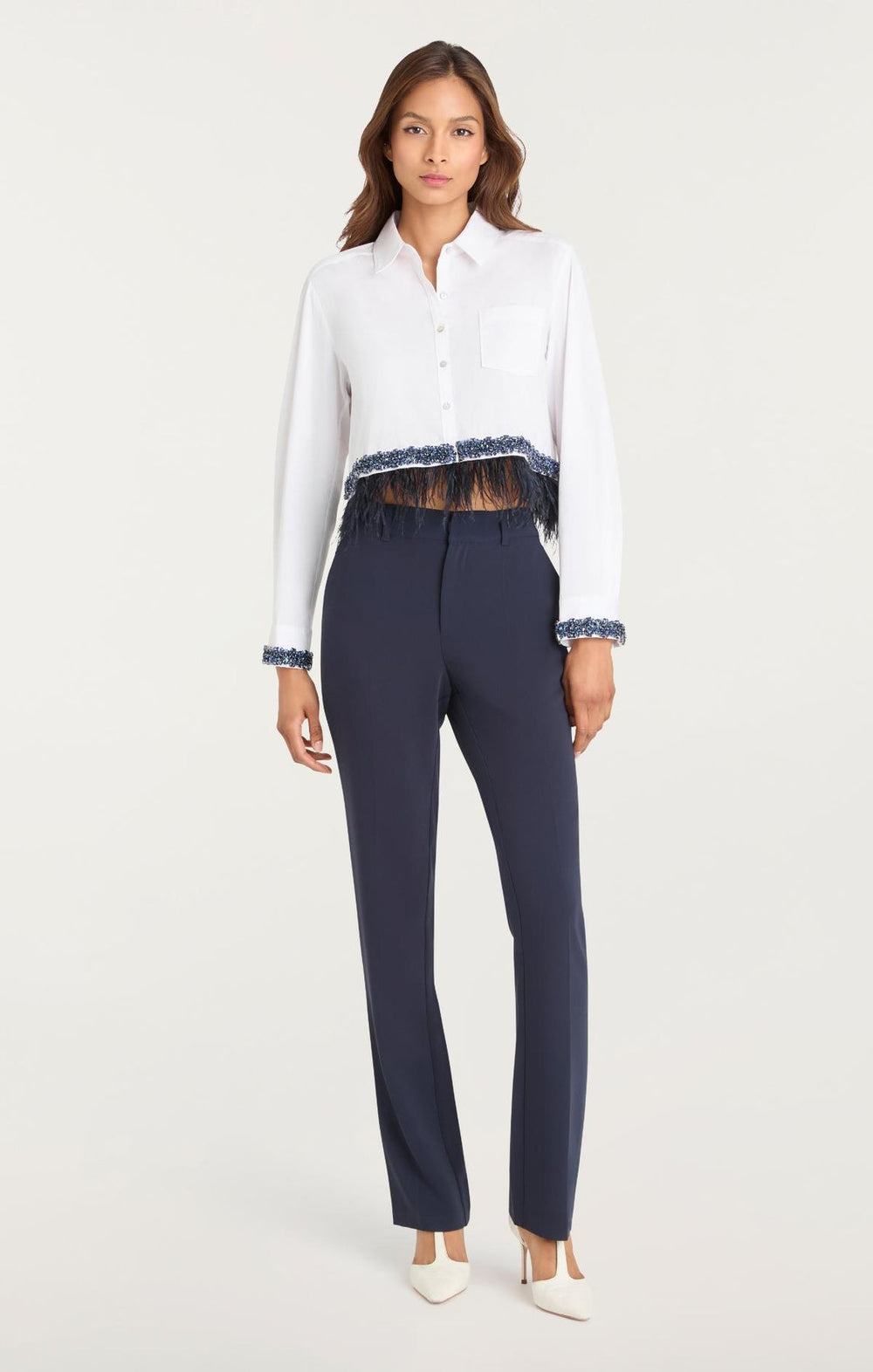 Cinq a Sept Sylvan Top in White/Bluebell available at Barbara Katz