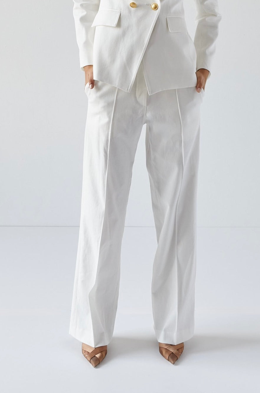 Adroit Atelier Preston Straight-Leg Stretch Trousers in White
