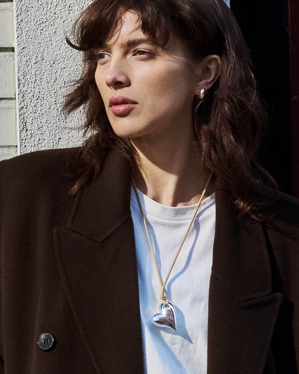 Jenny Bird Art Heart On A String Necklace in Silver available at Barbara Katz