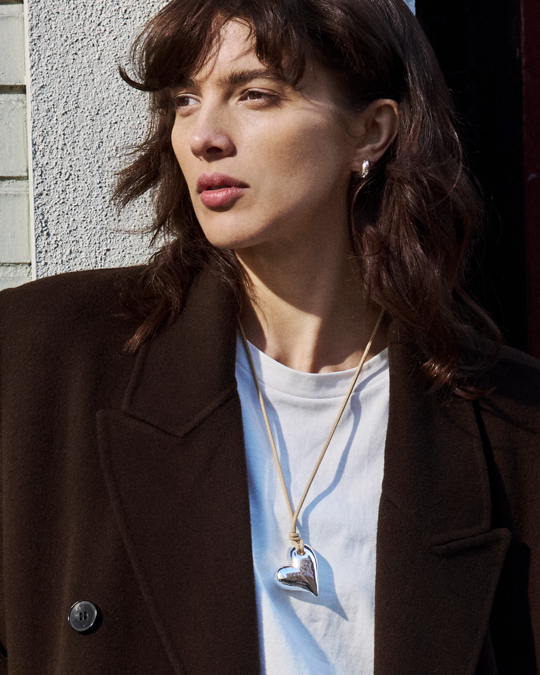 Jenny Bird Art Heart On A String Necklace in Silver available at Barbara Katz