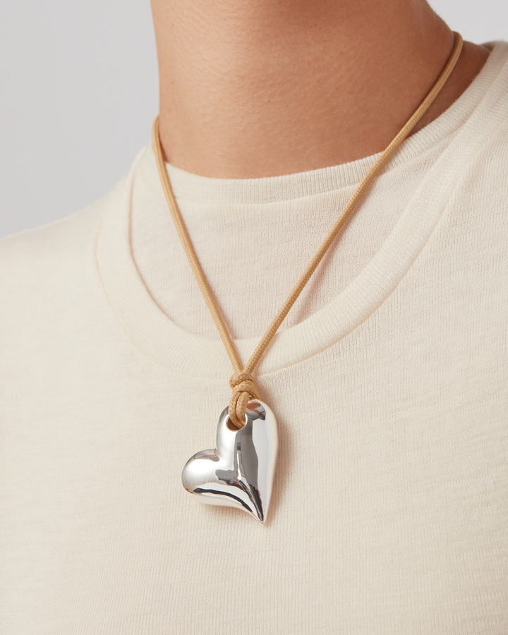 Jenny Bird Art Heart On A String Necklace in Silver available at Barbara Katz