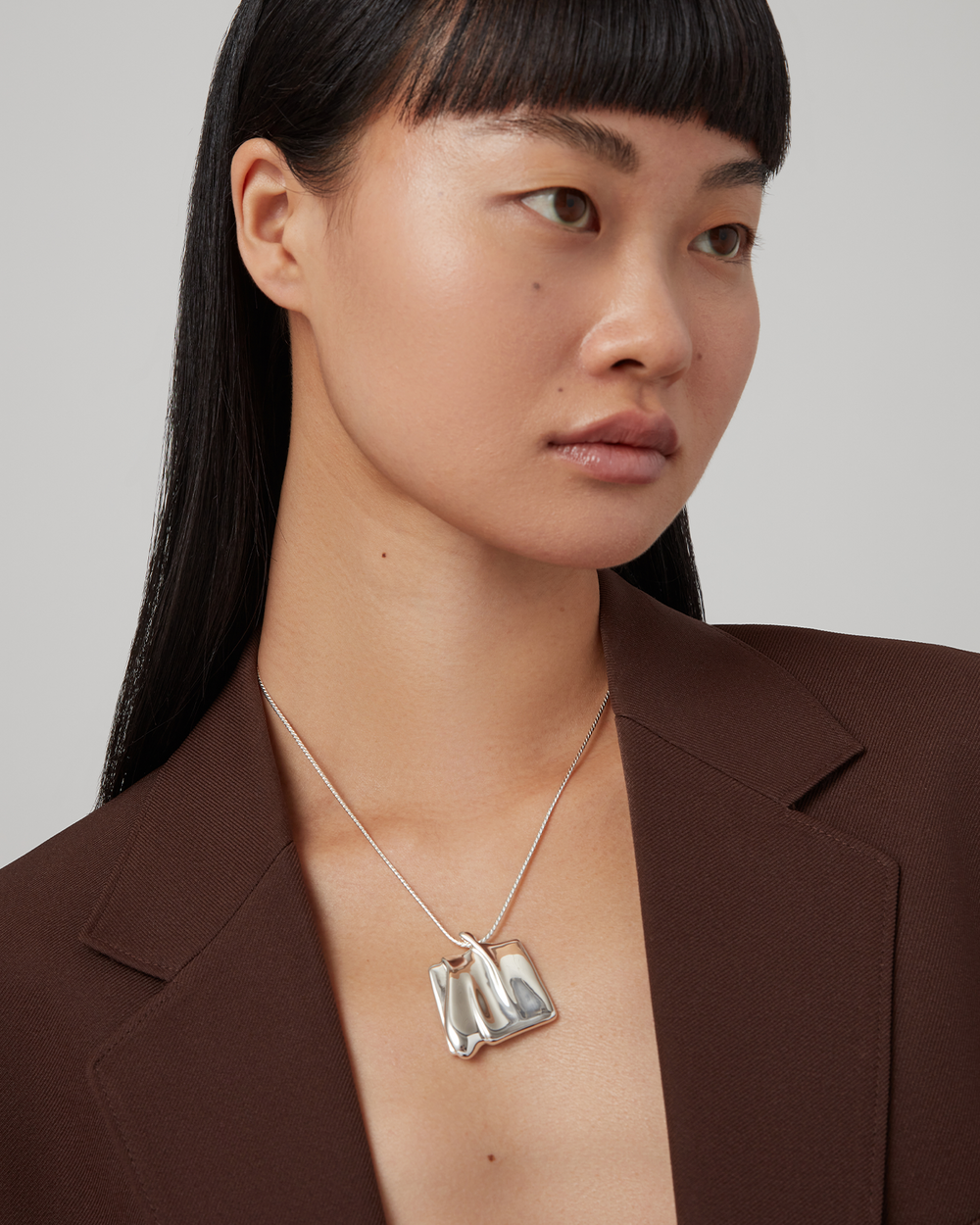 Jenny Bird Large Sundra Pendant Necklace in Silver available at Barbara Katz