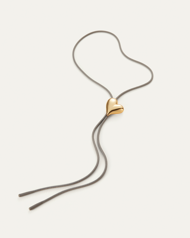 Jenny Bird Art Heart Bolo Tie Necklace in Gold available at Barbara Katz