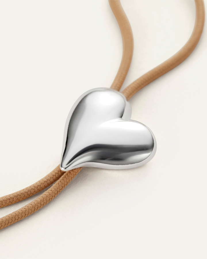 Jenny Bird Art Heart Bolo Tie Necklace in Silver available at Barbara Katz