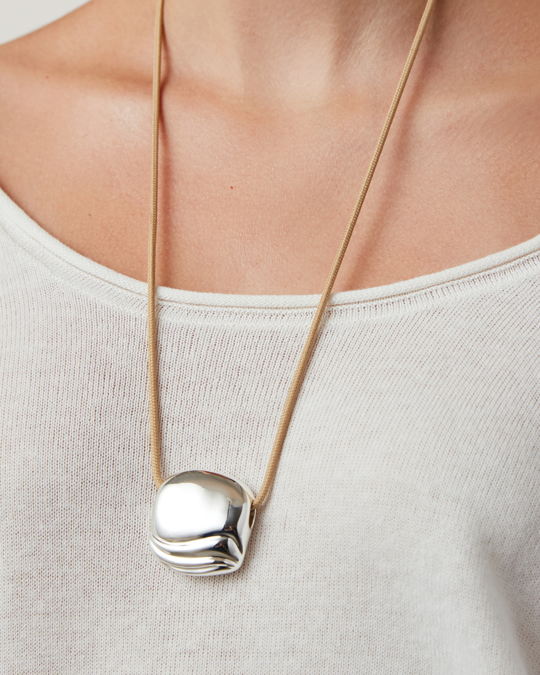 Jenny Bird Rue Rope Necklace 38" in Silver available at Barbara Katz