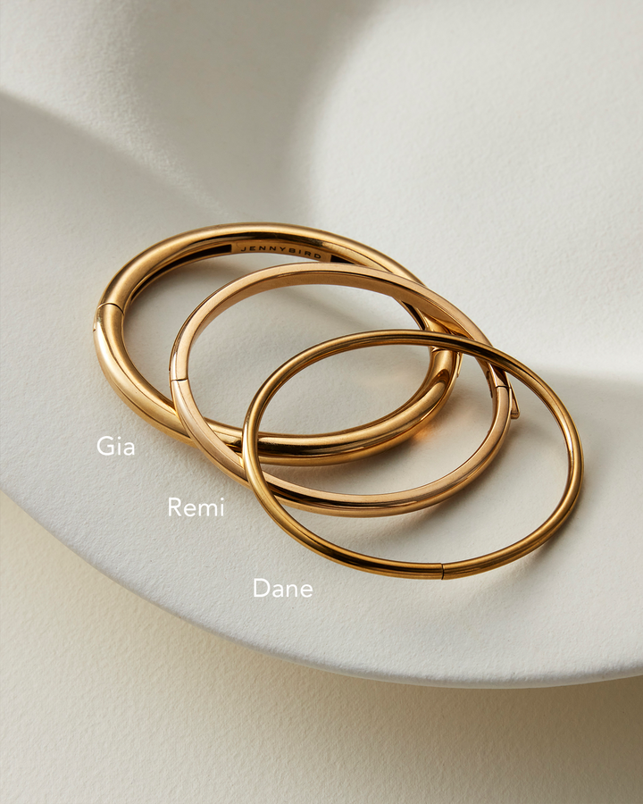 Jenny Bird Gia Bangle, Remi Bangle, Dane Bangle in Gold available at Barbara Katz