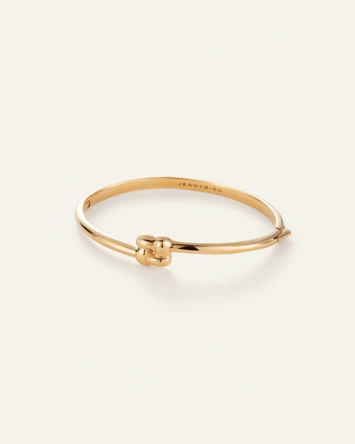 Jenny Bird Slim Woven Square Bangle in Gold available at Barbara Katz
