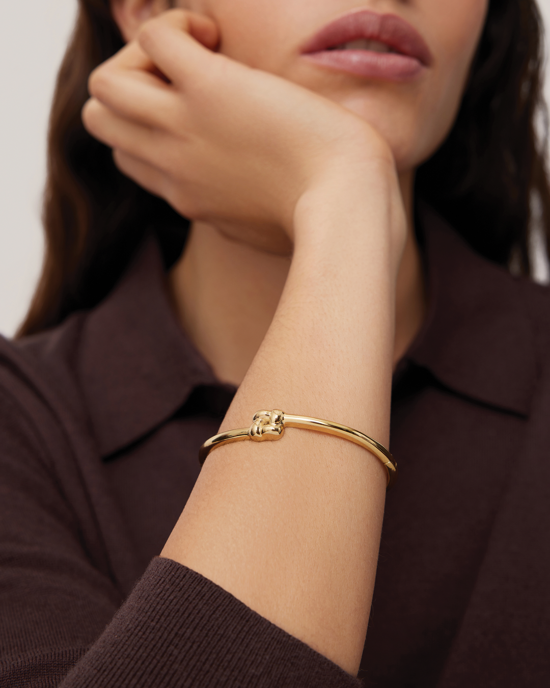 Jenny Bird Slim Woven Square Bangle in Gold available at Barbara Katz