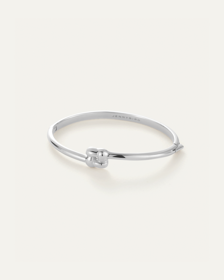 Jenny Bird Slim Woven Square Bangle in Silver available at Barbara Katz