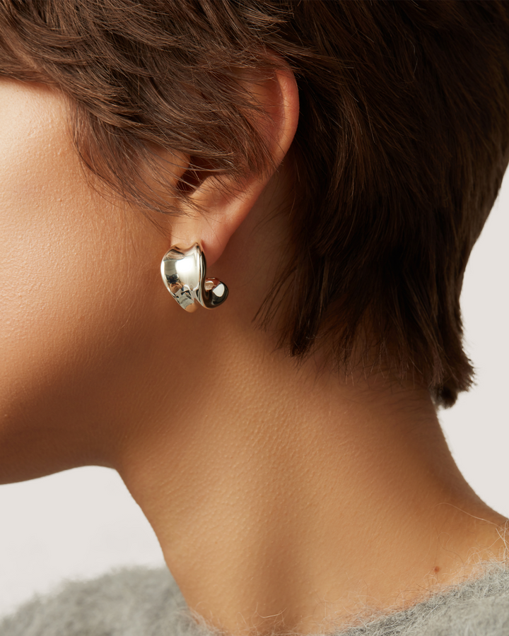 Jenny Bird Chunky Doune Hoops in Silver available at Barbara Katz