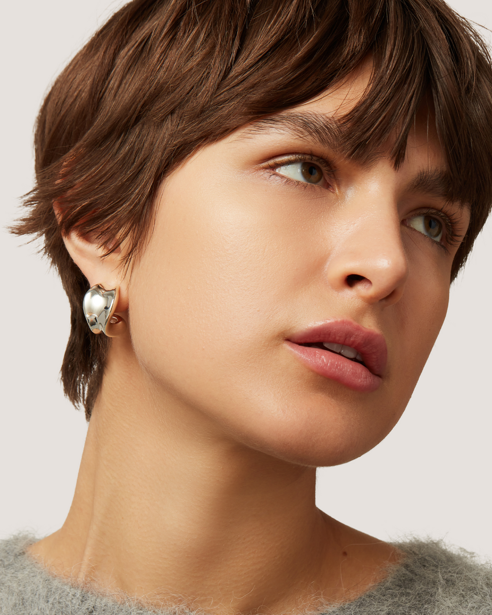 Jenny Bird Chunky Doune Hoops in Silver available at Barbara Katz