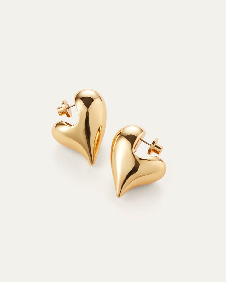 Jenny Bird Art Heart Puff Earrings in Gold available at Barbara Katz
