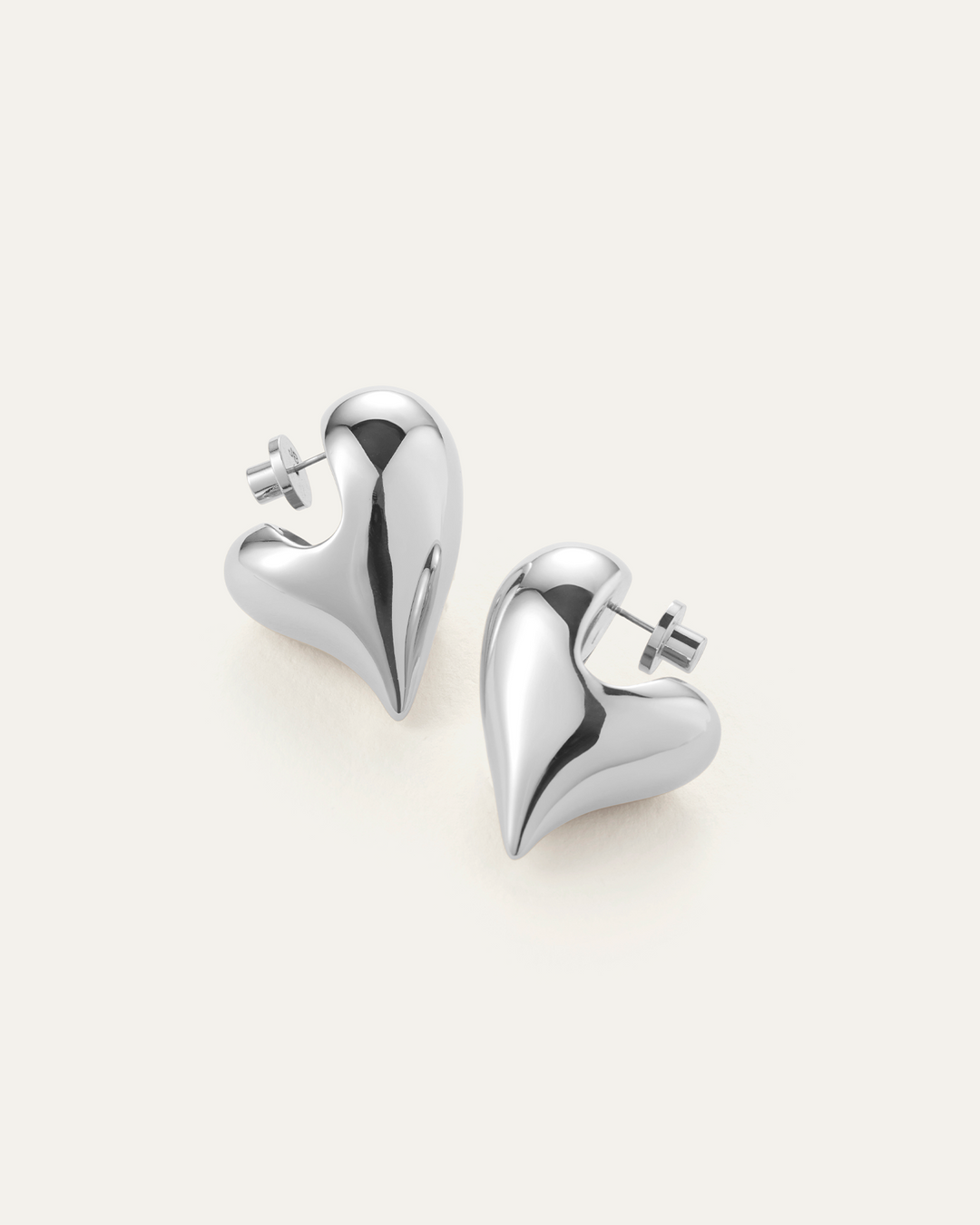 Jenny Bird Art Heart Puff Earrings in Silver available at Barbara Katz