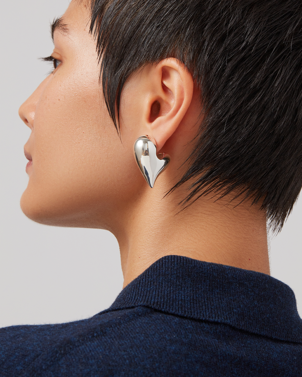 Jenny Bird Art Heart Puff Earrings in Silver available at Barbara Katz