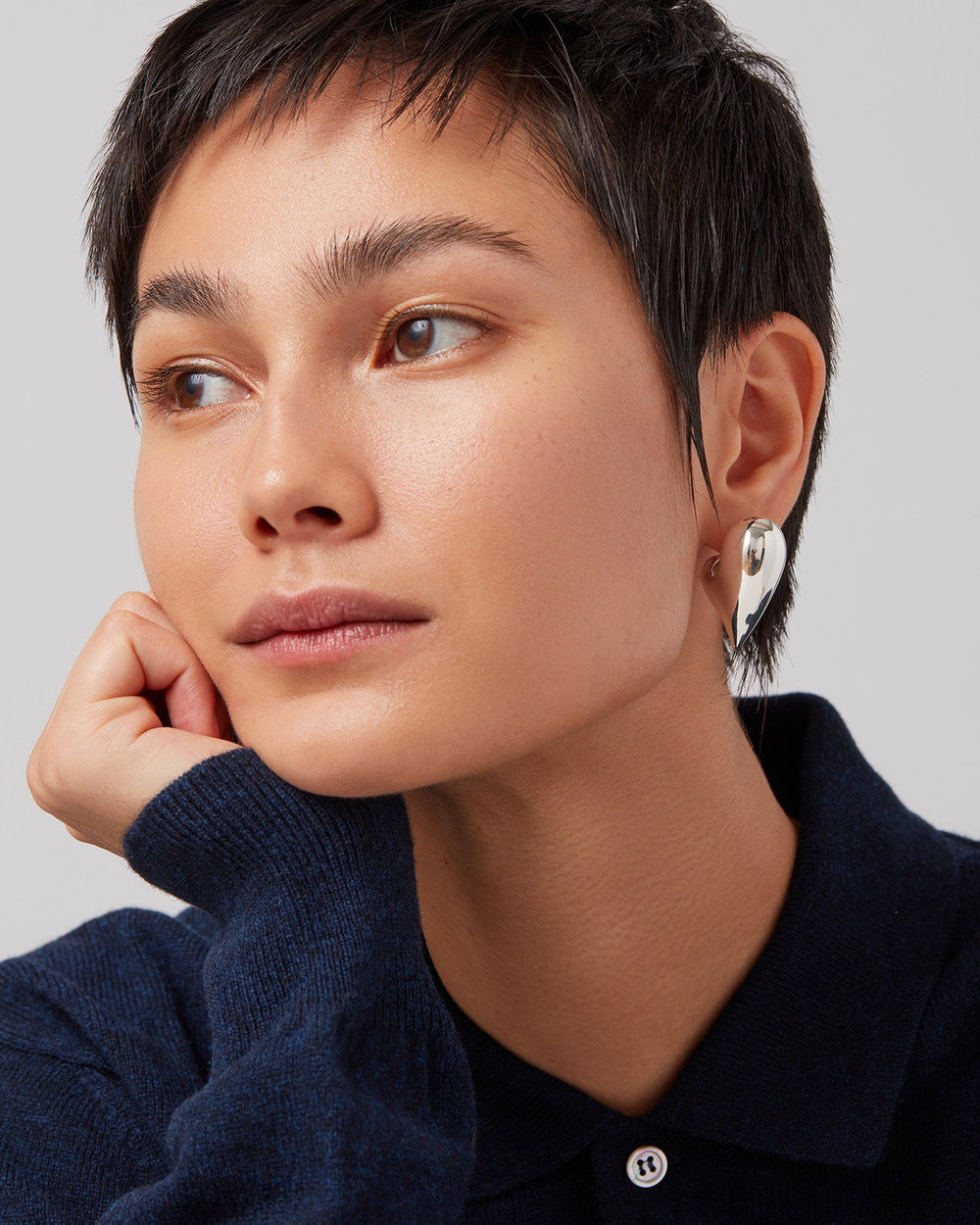 Jenny Bird Art Heart Puff Earrings in Silver available at Barbara Katz