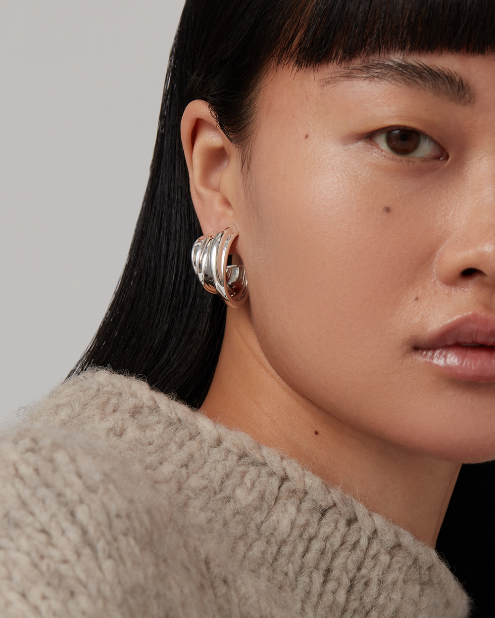 Jenny Bird Leona Hoop Earrings in Silver available at Barbara Katz